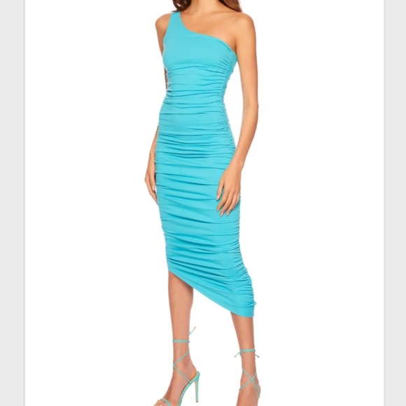 Susana Monaco One Shoulder Ruched Midi Dress - Picture 8 of 8